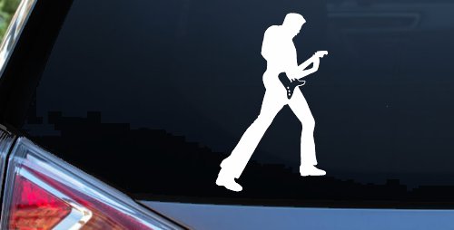 Guitar Player Decal for Cars Trucks Windows Vinyl Sticker (White)