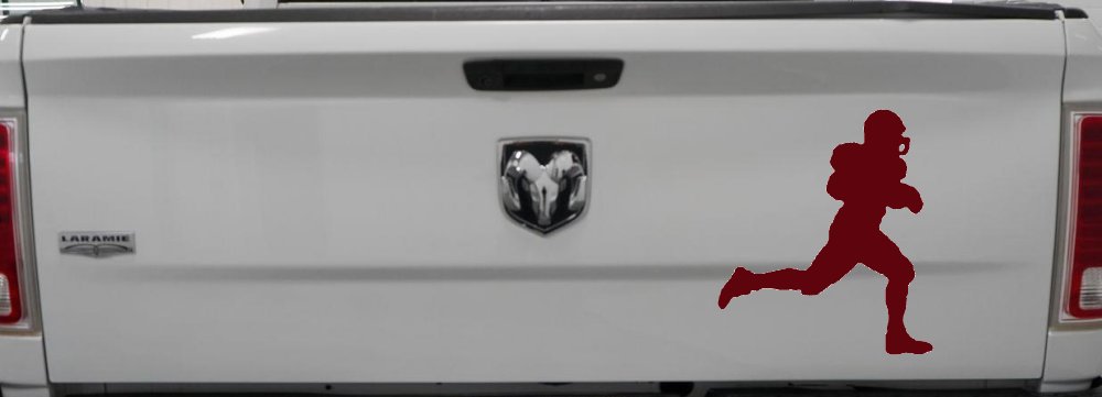 Football Player Running Sports Car or Truck Window Decal Sticker (Purple Red)