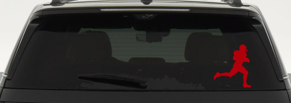 Football Player Running Sports Car or Truck Window Decal Sticker (Red)