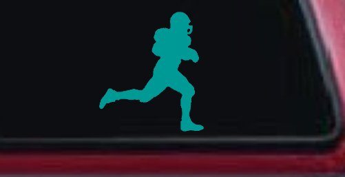Football Player Running Sports Car or Truck Window Decal Sticker (Turquoise)