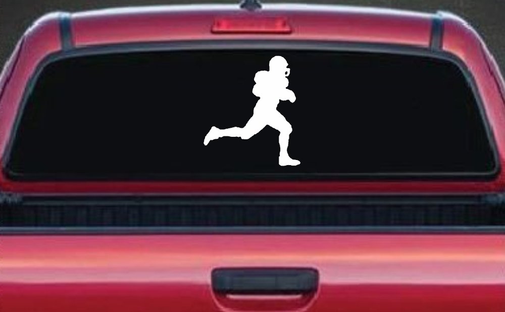 Football Player Running Car Truck Window Vinyl Decal Sticker (White)