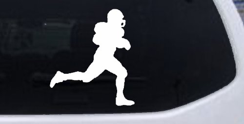 Football Player Running Sports Car or Truck Window Decal Sticker (White)