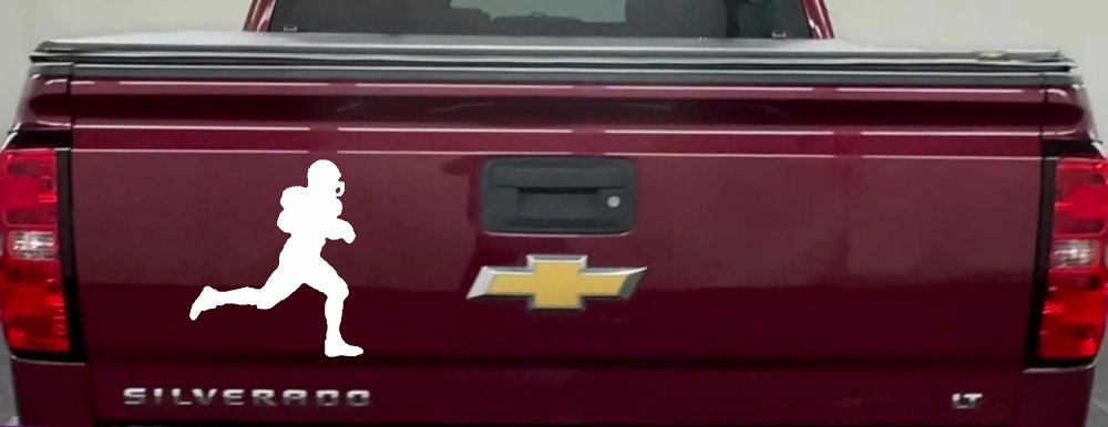 Football Player Running Sports Car or Truck Window Decal Sticker (White)