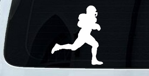 Football Player Running Sports Car or Truck Window Decal Sticker (White)