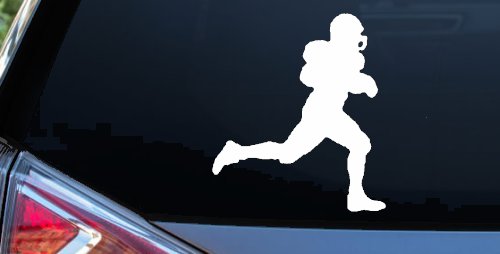 Football Player Running Sports Car or Truck Window Decal Sticker (White)
