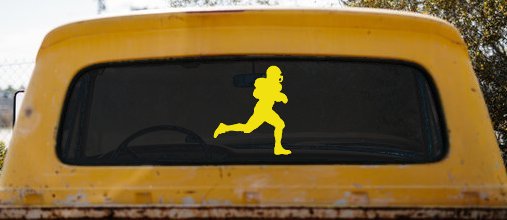 Football Player Running Sports Car or Truck Window Decal Sticker (Yellow)