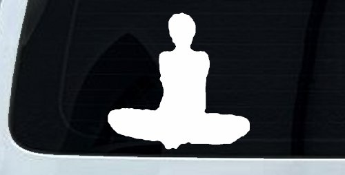 Yoga Pose Car Truck Window Vinyl Decal Sticker Zen Om Wellness (White)