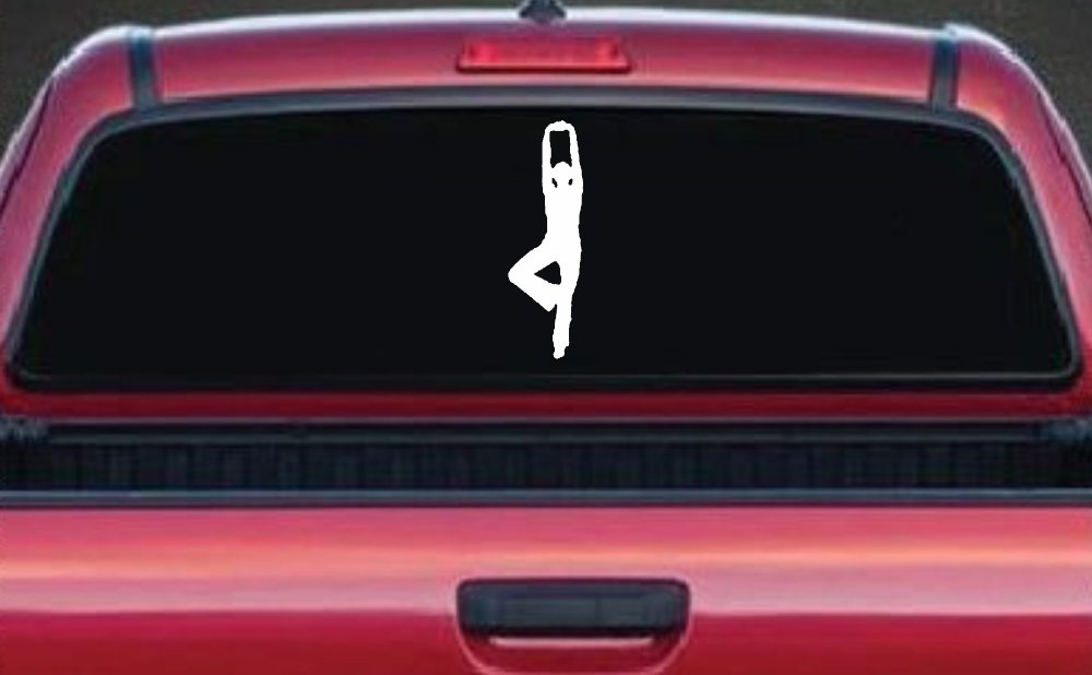 Yoga Pose Car or Truck Window Decal Sticker (White)