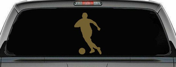 Soccer Player Sports Car or Truck Window Decal Sticker (Gold)