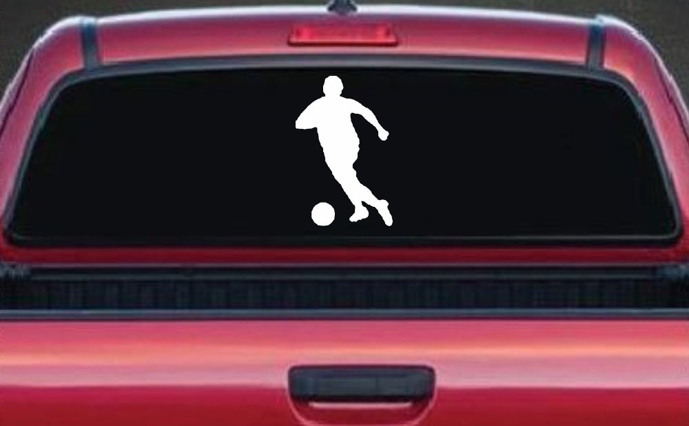 Soccer Player Vinyl Decal for Car Truck Window - Sports Sticker (White)