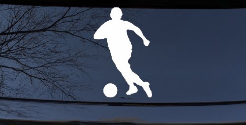 Soccer Player Sports Car or Truck Window Decal Sticker (White)