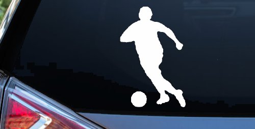 Soccer Player Vinyl Decal for Car Truck Window - Sports Sticker (White)