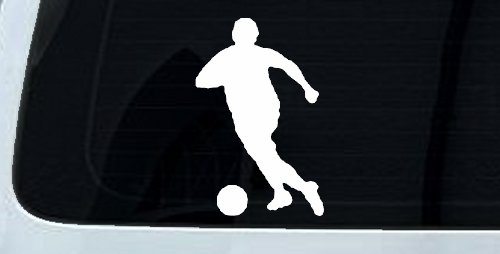 Soccer Player Vinyl Decal for Car Truck Window - Sports Sticker (White)