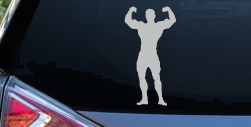 Body Builder Sports Car or Truck Window Decal Sticker (Light Gray)
