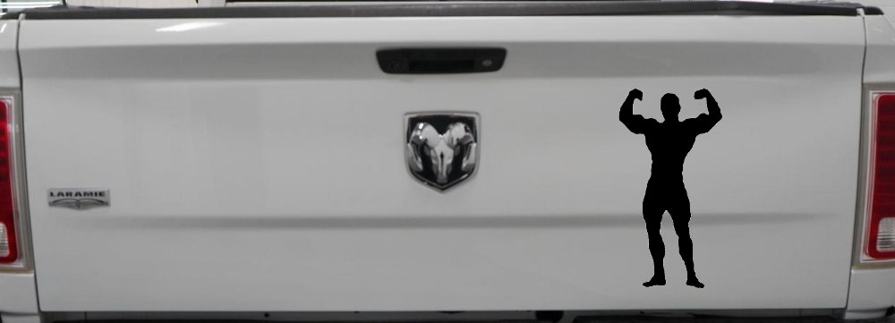Body Builder Sports Car or Truck Window Decal Sticker (Matte Black)
