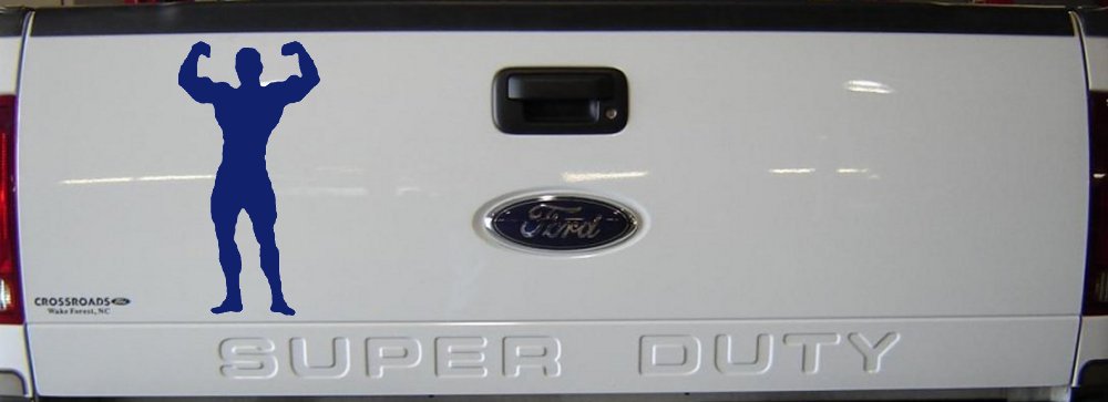 Body Builder Sports Car or Truck Window Decal Sticker (Navy)