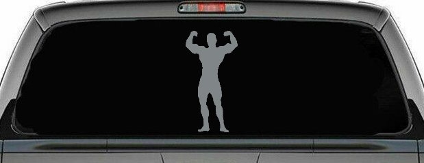 Body Builder Sports Car or Truck Window Decal Sticker (Telegrey)