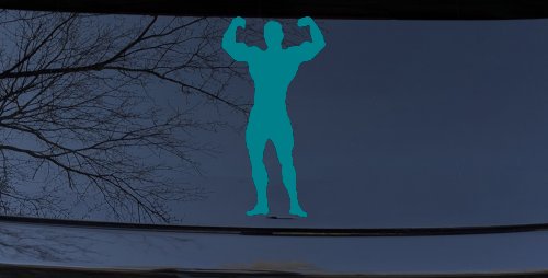 Body Builder Sports Car or Truck Window Decal Sticker (Turquoise Blue)