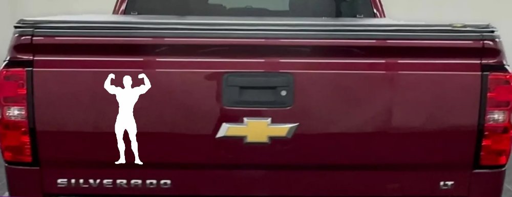 Body Builder Sports Car or Truck Window Decal Sticker (White)