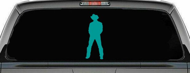 Cowboy Decal Western Car or Truck Window Decal Sticker (Turquoise)