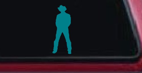Cowboy Decal Western Car or Truck Window Decal Sticker (Turquoise Blue)