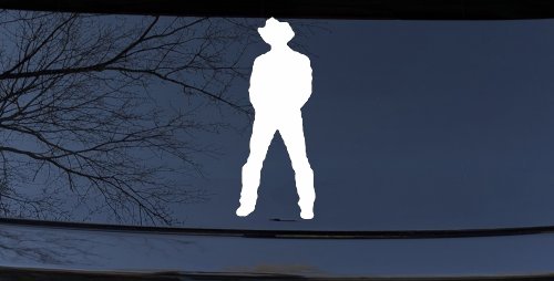 Cowboy Decal Western Car or Truck Window Decal Sticker (White)