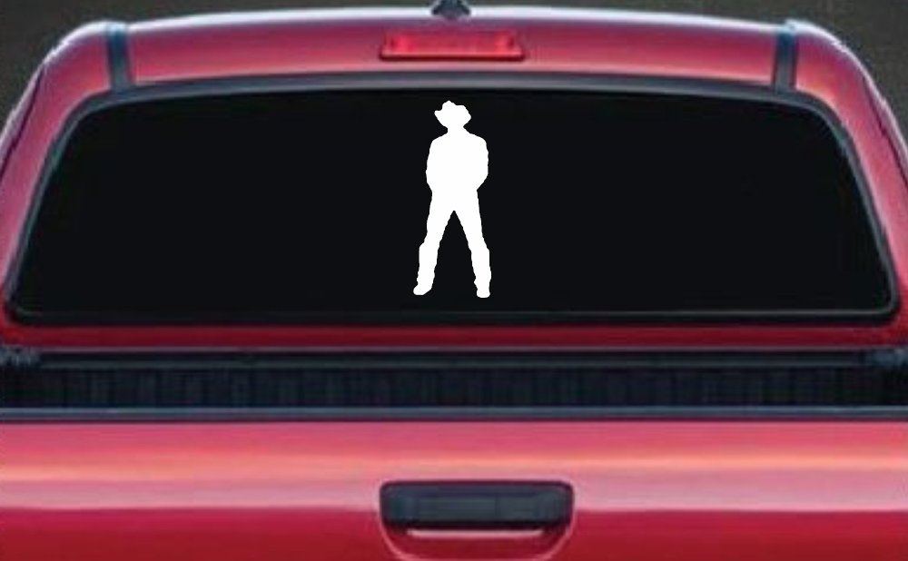 Cowboy Decal Western Car or Truck Window Decal Sticker (White)