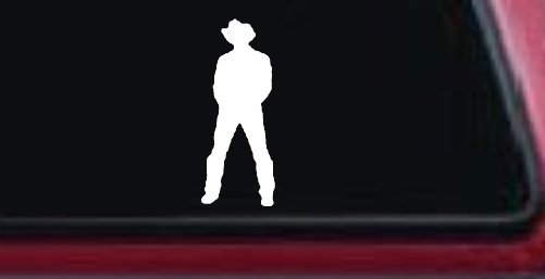 Cowboy Decal Western Car or Truck Window Decal Sticker (White)
