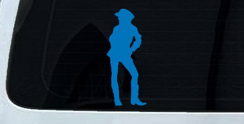 Cowgirl Vinyl Decal Western Car Truck Window Sticker (Sky Blue)