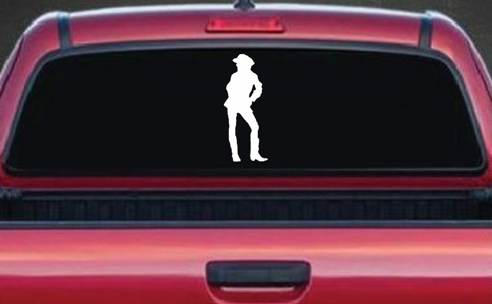 Cowgirl Decal Western Car or Truck Window Decal Sticker (White)