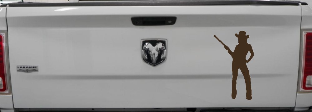 Cowgirl With Gun Western Ranch Car or Truck Window Decal Sticker (Brown)