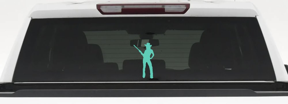 Cowgirl With Gun Western Decal for Car Truck Ranch Window Vinyl Sticker (Mint)