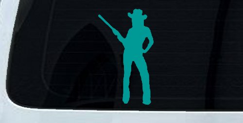Cowgirl With Gun Western Ranch Car or Truck Window Decal Sticker (Turquoise)