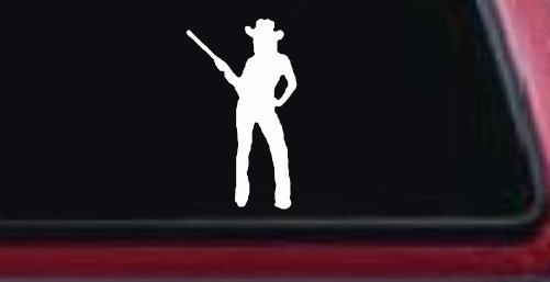 Cowgirl With Gun Western Ranch Car or Truck Window Decal Sticker (White)