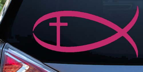 Christian Fish Christian Car or Truck Window Decal Sticker (Hot Pink)