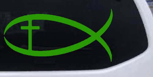Christian Fish Christian Car or Truck Window Decal Sticker (Lime)