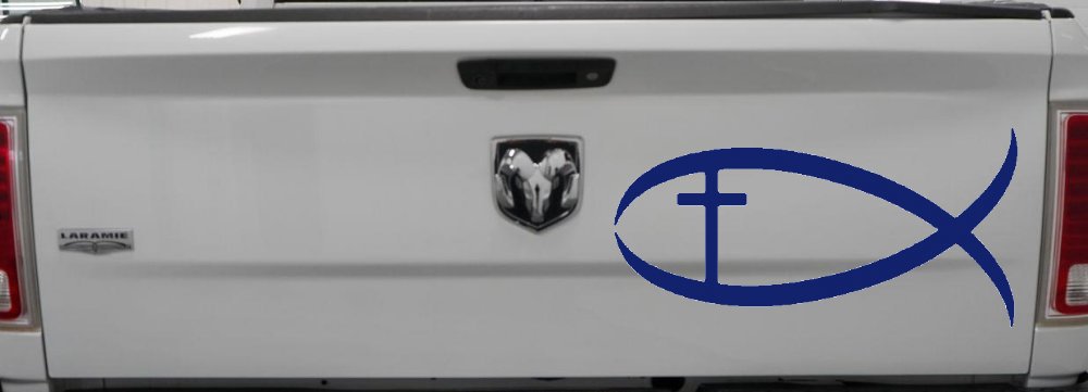 Christian Fish Christian Car or Truck Window Decal Sticker (Navy)