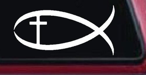 Christian Fish Christian Car or Truck Window Decal Sticker (White)