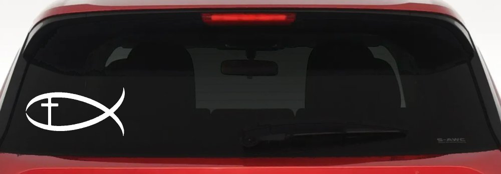 Christian Fish Christian Car or Truck Window Decal Sticker (White)