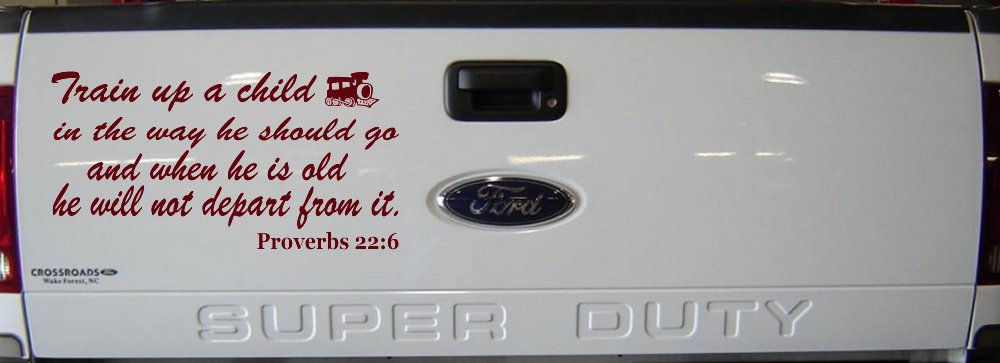 Train Up A Child Vinyl Decal Proverbs 22 6 Christian Car Truck Window Sticker (Purple Red)