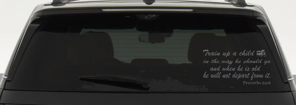 Train Up A child Decal Proverbs 22 6 Christian Car or Truck Window Decal Sticker (Silver)