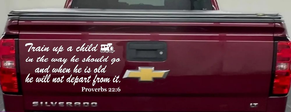 Train Up A child Decal Proverbs 22 6 Christian Car or Truck Window Decal Sticker (White)