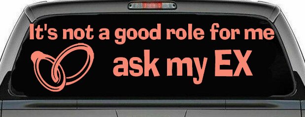 It's Not a Good Role For Me Ask my Ex Funny Marriage Car or Truck Window Decal Sticker
