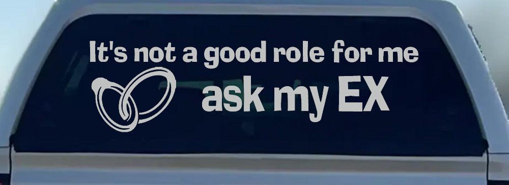 It's Not a Good Role For Me Ask my Ex Funny Marriage Car or Truck Window Decal Sticker