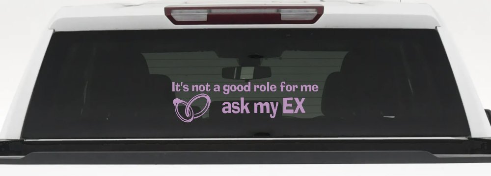 Funny Ask My Ex Decal Marriage Humor Car Truck Sticker Vinyl (Lilac)