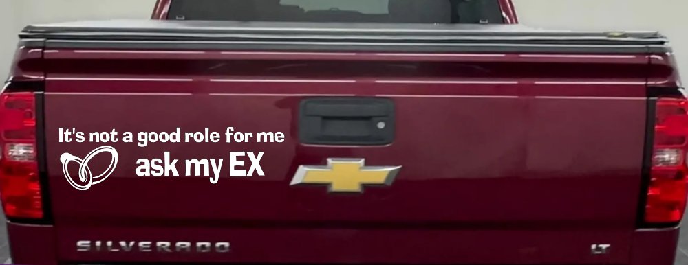 Funny Ask My Ex Decal Marriage Humor Car Truck Sticker Vinyl (White)