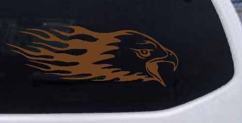 Flaming Eagle Head Military Car or Truck Window Decal Sticker (Copper)