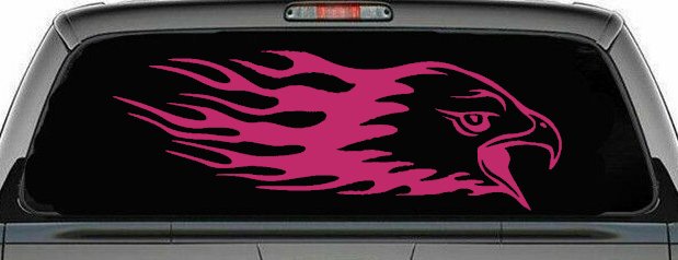 Flaming Eagle Head Military Decal Sticker for Cars Trucks (Hot Pink)