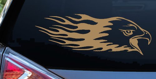 Flaming Eagle Head Military Car or Truck Window Decal Sticker (Light Brown)