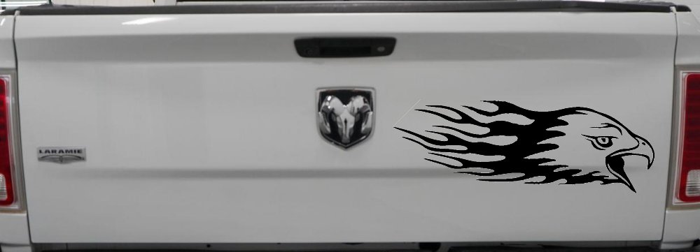 Flaming Eagle Head Military Car or Truck Window Decal Sticker